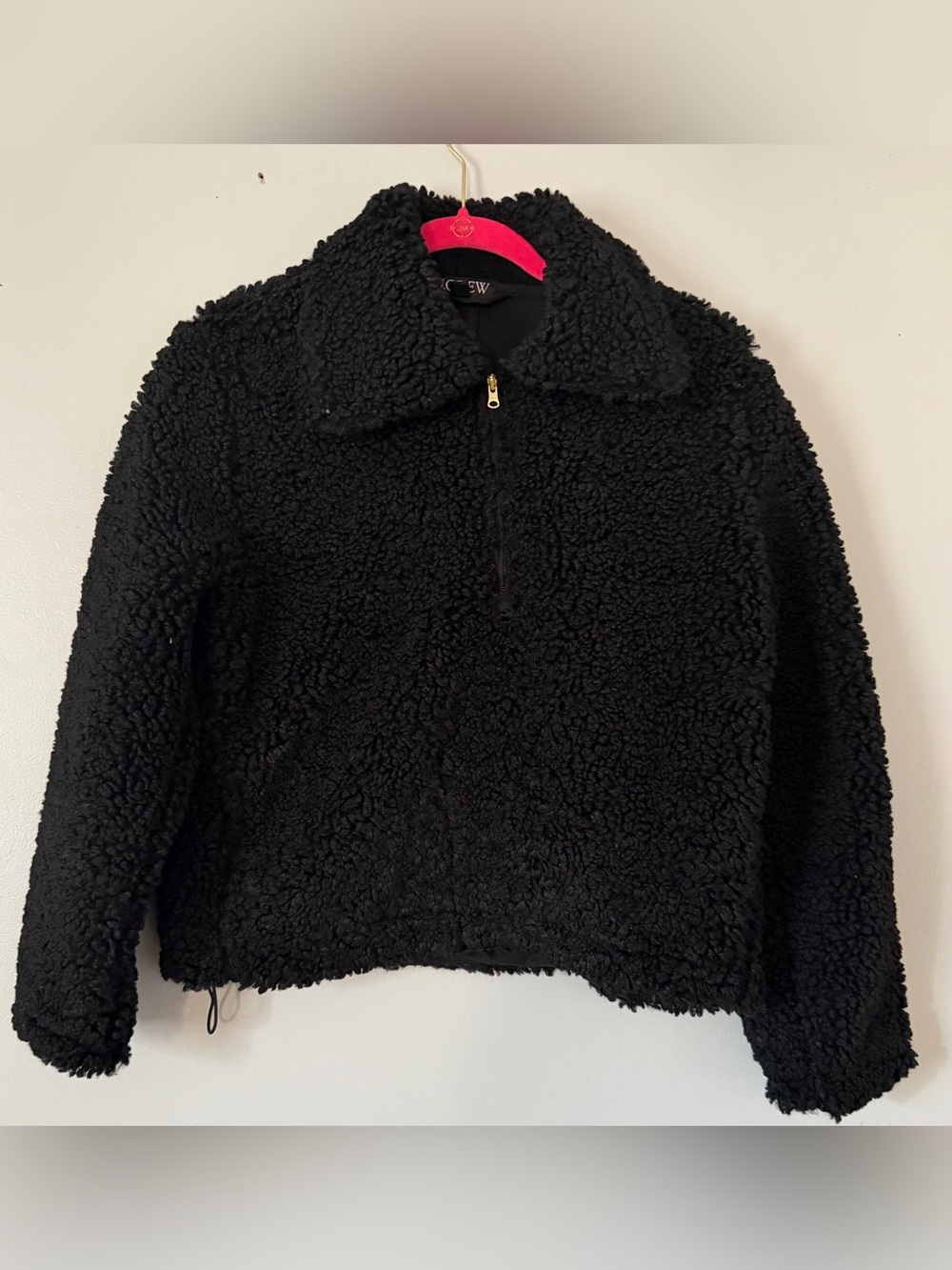 J. Crew Black Teddy Sherpa Half-Zip Jacket